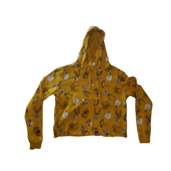 Looney Tunes Cropped Hoodie Sz XS Women All‎ Over Print Long Sleeve - Picture 6 of 6
